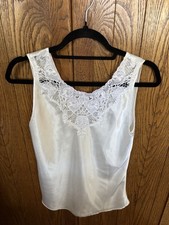 VTG Satin Lace Camisole Top Medium Ivory Romantic Lingerie Y2K Festival Chic