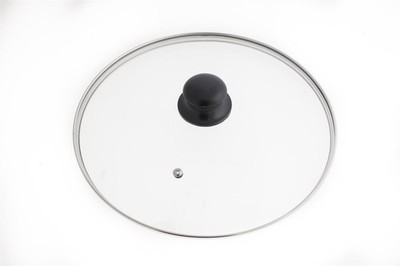 Glasdeckel 28cm mit Knopf und Edelstahlrand für Topf und Pfanne Topfdeckel Töpfe