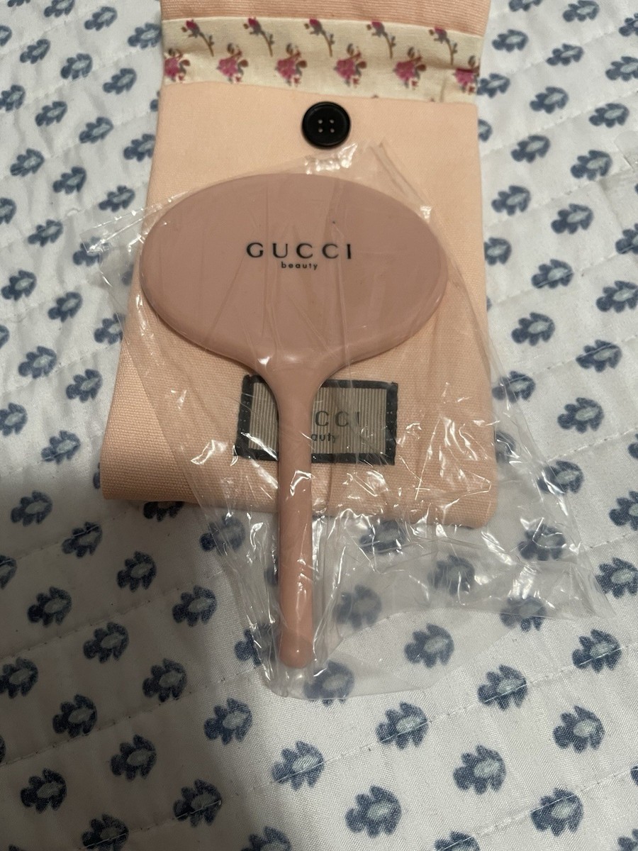 Gucci Beauty Small Pink Mirror With Floral Pink Pouch New GWP/VIP