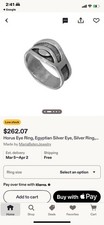 MariaBelenJewelry Egyptian Eye Silver Band Ring Black Accent Metal size 7