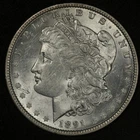 1891 MORGAN SILVER DOLLAR LUSTROUS AU/UNC