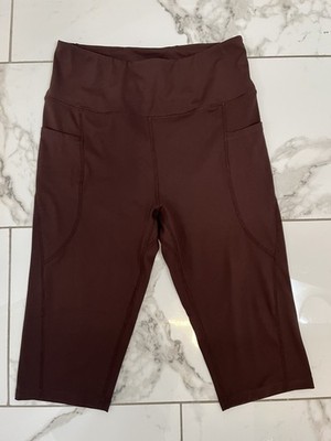 baleaf Women's Capri Leggings with Pockets High Waisted Size Medium brown color 
