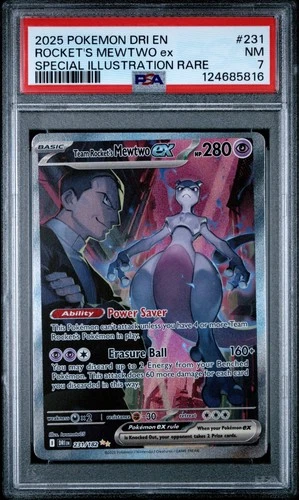 New Listing2025 POKEMON DRI SPECIAL ILLUSTRATION RARE #231 TEAM ROCKET'S MEWTWO EX PSA 7