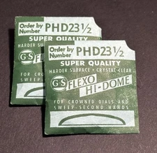 2 - Germanow-Simon Mach (GS) PHD23 1/2 Watch Crystals Flexo Hi-Dome NOS Parts