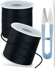 2 Rolls Black Elastic Bracelet String Total 330 Feet,1Mm,1.2Mm,1.5Mm Elastic Cor