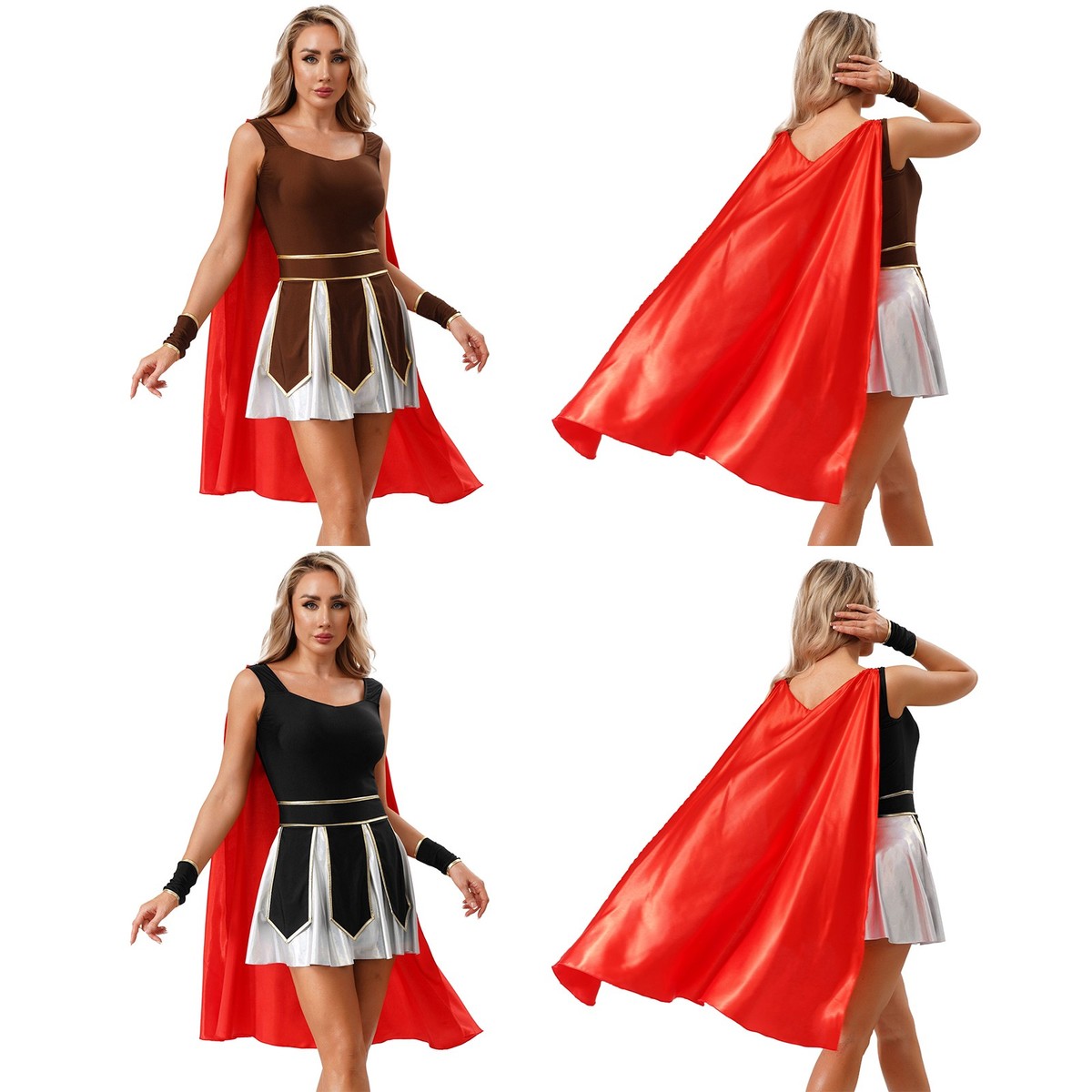 Women Costume Armor Dress Party Cape Nightclub Cosplay Leotard