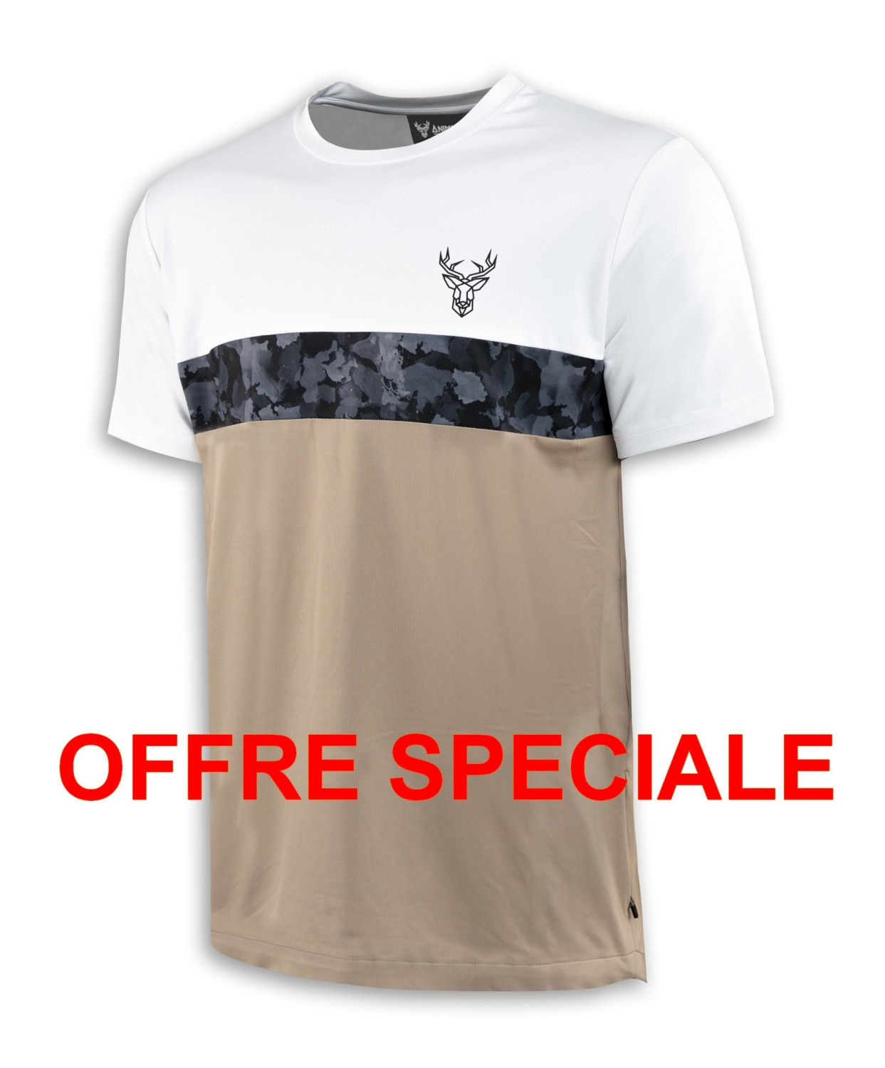 T-shirt homme camel XS manches courtes col rond coton C9512410