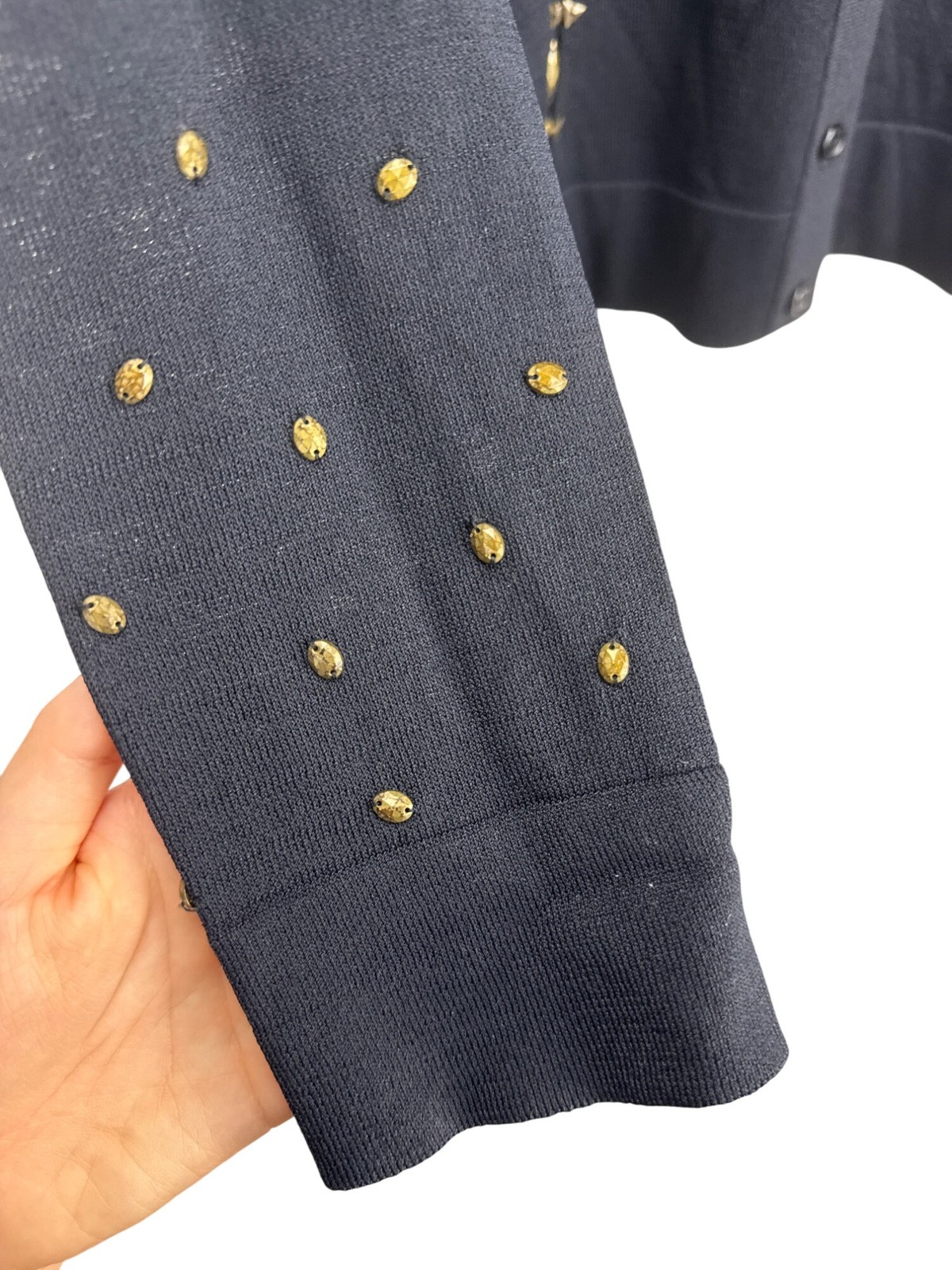 Grace Elements Black Knit Sweater Medium Gold Stu… - image 6