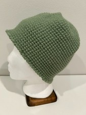 Medium Adult Hand Crocheted Beanie/Skull Sage Green Hat 23