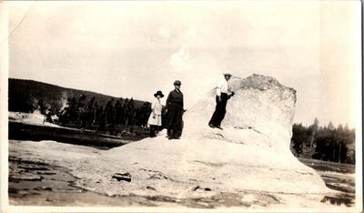 #ad Vintage Black amp; White Photo Of People At Giant Geyser. Yellowstone National Park $25.35