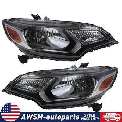Pair Halogen Headlights Facotry Headlamp Clear Lens For 2015-2016 2017 Honda Fit