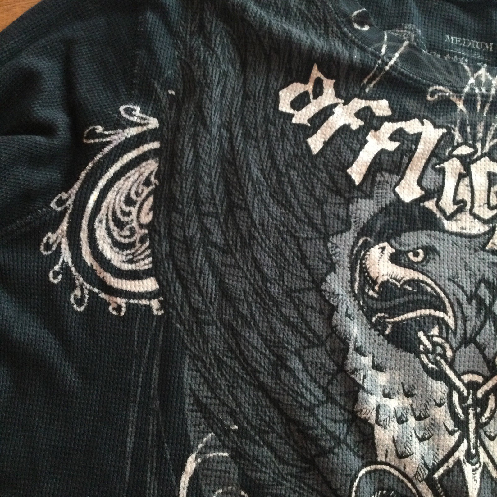 Affliction Eagles Graphic Gothic Black Gray  Muscle Shirt Made In The USA Medium image 3