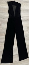 Vintage Windsor Black Sleeveless Wide Leg Jumpsuit V Neck Women Size S USA Made