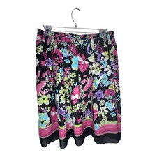 Sag Harbor floral Size 16P Petite Floral A-line Skirt Black Multicolor