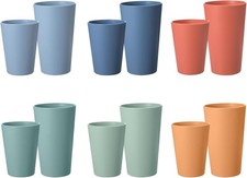 Set of 12 Wheat Straw Cups 6 Pcs 20 oz  6 Pcs 12 oz Unbreakable Drinking Cups