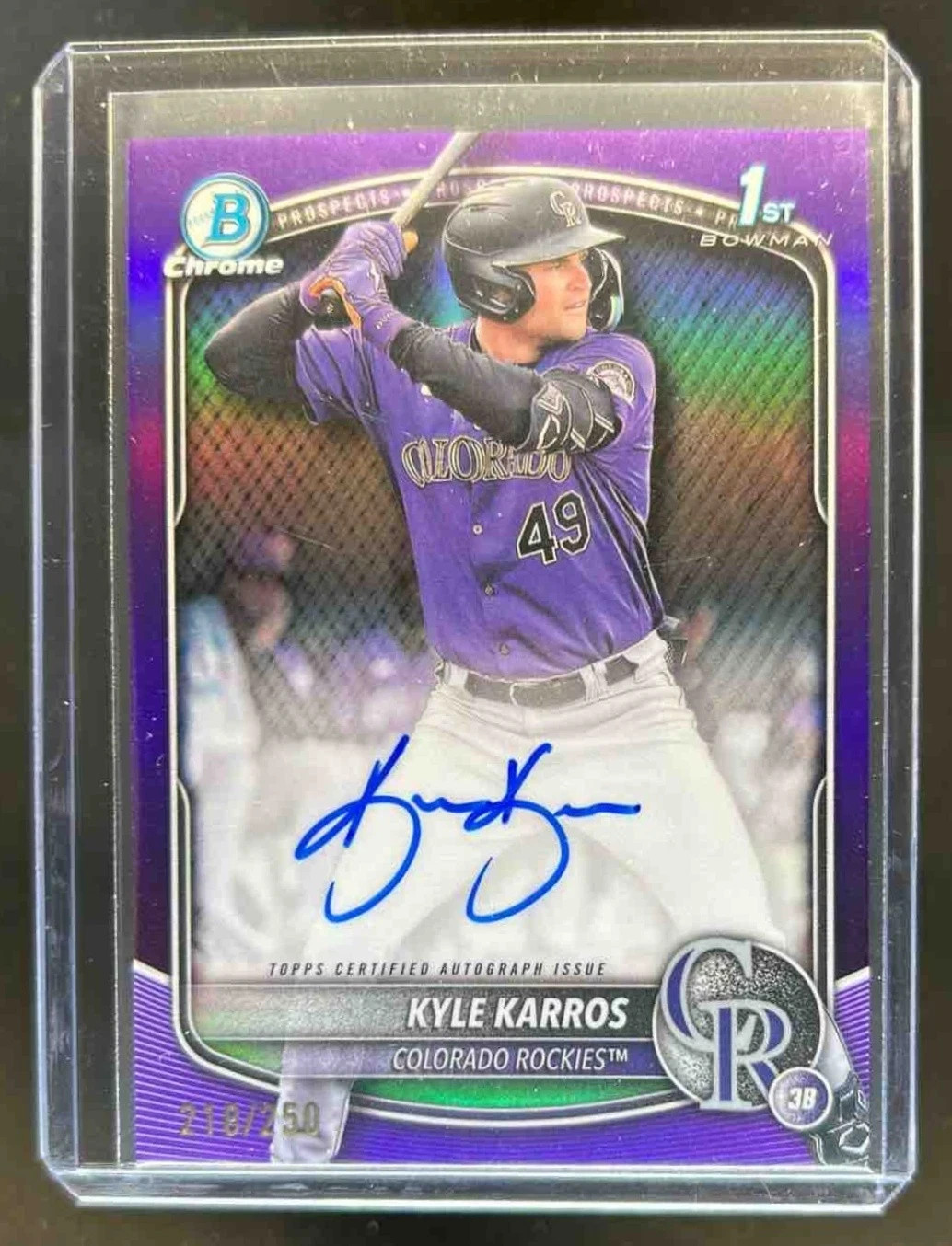 2025 Bowman Chrome Kyle Karros Auto Purple Refractor 1st Prospect #218/250