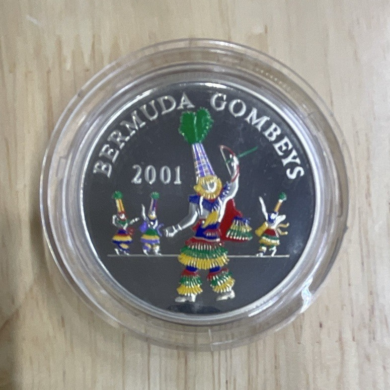Bermuda Gombeys Heritage Series 2001 $5 .925 Silver Colorized Proof w/ Box COA