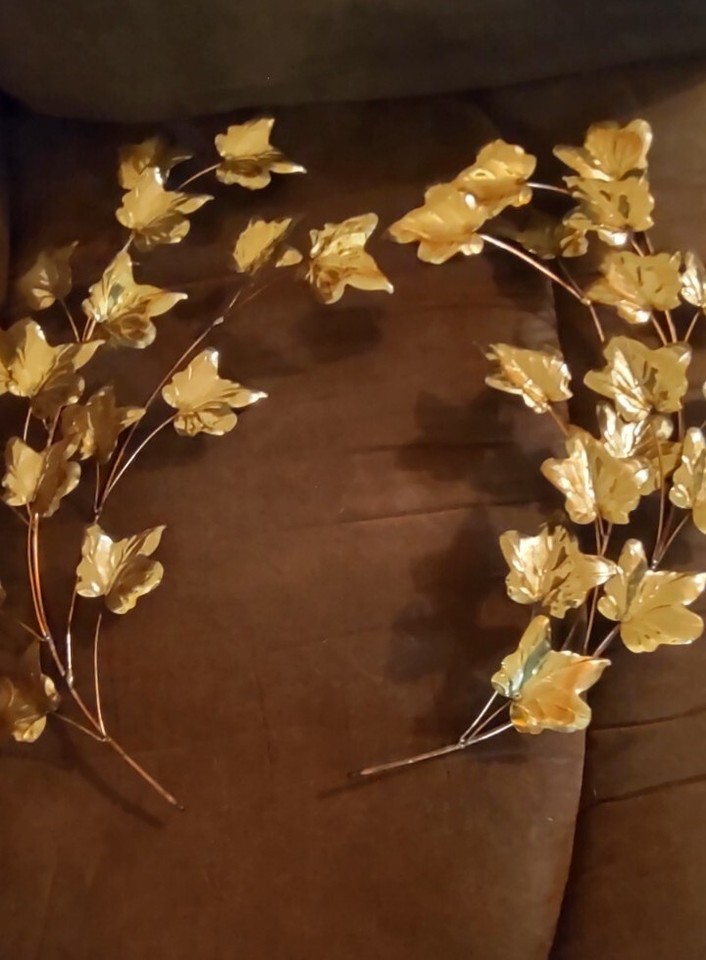 Vintage Home Interiors Brass Gold Tone Metal Ivy Wall Decor Hangings