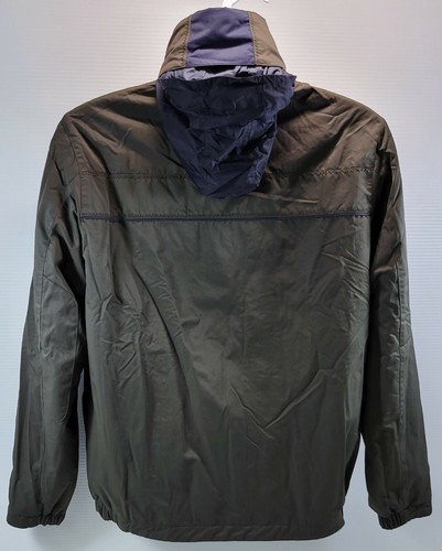 V) Vintage Nautica Reversible Jacket Nylon Olive Green and Blue Fleece Small - Picture 4 of 12