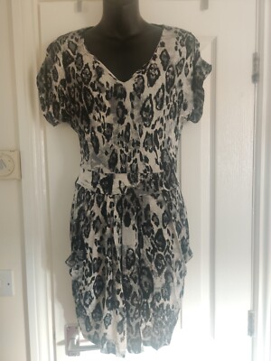 REISS 1971 BLACK GREY ANIMAL PRINT SHORT SLEEVE