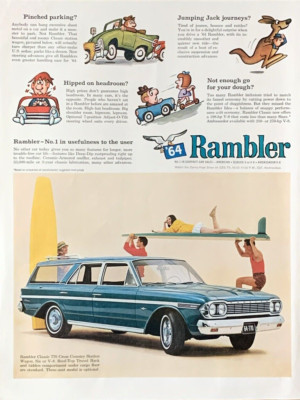 '64 Rambler Classic 770 Cross Country Station Wagon Vintage Print Ad 1964 #0841