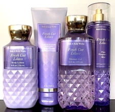 Bath & Body Works Lot of 4 FRESH CUT LILACS Body Cream~Lotion~Mist~Shower Gel