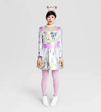 Adult Women's Robot Dress Halloween Costume with Headpiece Size Small 4-6