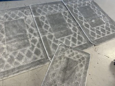 X ROMANY GYPSY WASHABLES MATS SET MATS/RUGS X LARGE 100X140CM SILVER NON SLIP