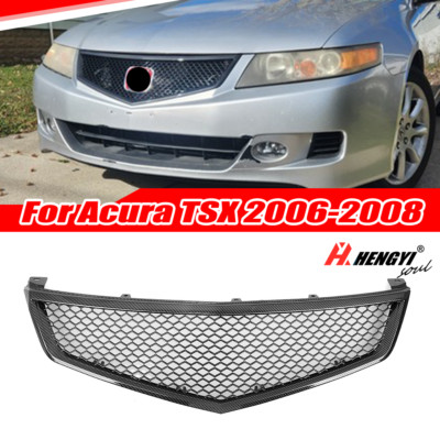 For Acura TSX 2006-2008 2007 Carbon Fiber Style Front Bumper Grille Upper Grill