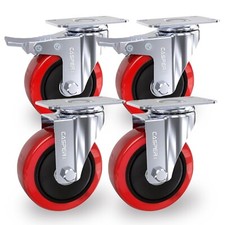 4 x 100mm Heavy Duty Swivel Castors Casters Polyurethane Non Mark Wheels - 600kg
