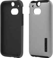 Funda Carcasa Gel Incipio Dual Pro SHINE para HTC ONE (M8) - Plateada Cepillada/Negro