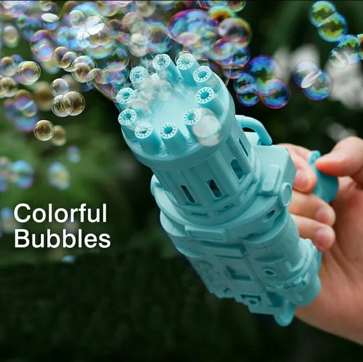 Pistola De Burbujas Eléctrico Su Y Luz 10 Agujeros Juguete Niño Lleno Air - Imagen 2 de 4