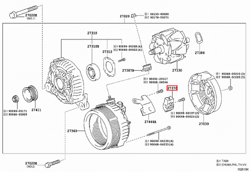 Genuine Camry ACV51 ACV41 ACV40 2.4 Petrol 2.0 Petrol Alternator Brush Holder - Picture 7 of 20