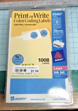 Avery Printable Removable Color-Coding Labels 3/4" dia Light Blue 1008/Pack
