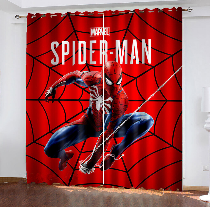 Kids 3D Spiderman Bedroom Curtains Blackout Curtains Ring Top Eyelet