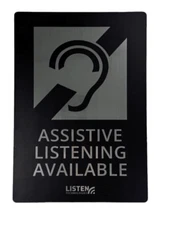Assistive Listening Notification Signage Static Cling Window Sticker