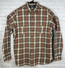 Polo Ralph Lauren Shirt Mens Western Flannel Long Sleeve Chest Pockets Large