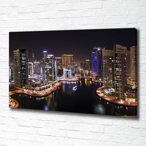 Tableau Toile Imprimé Sunset Dubaï - 100x50 Cm - Style Moderne, Couleur Orange - Marque Tulup
