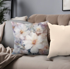 Floral Throw Pillow Case Cushion cover Light Purple Orange Watercolor Flowers