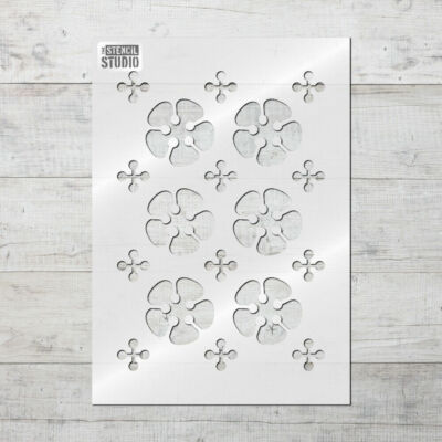 Flachs Blume Wiederholung Wiederverwendbare Schablone - für Wände, Möbel & Stoff - Floral - 10781