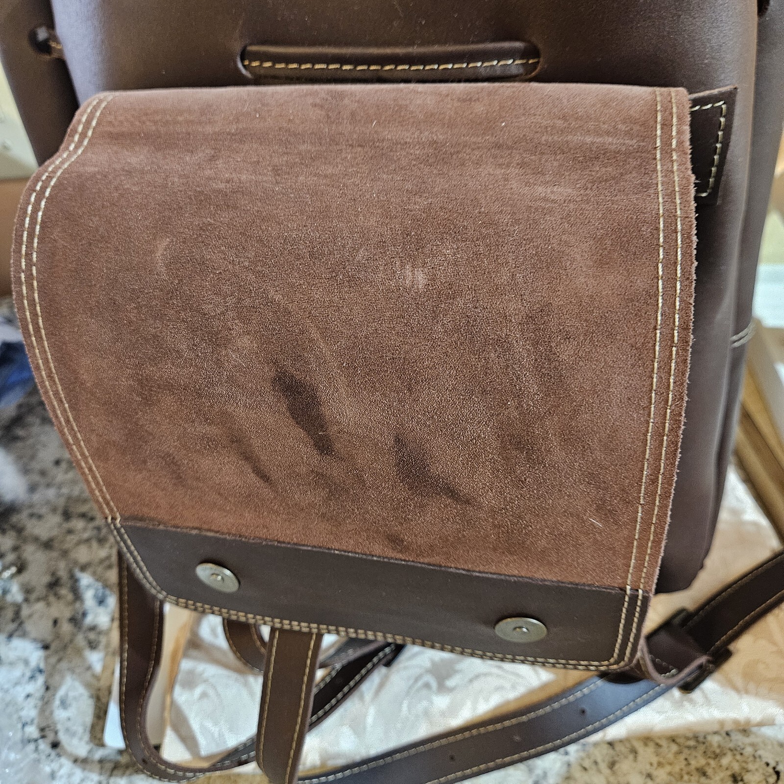 Lu Capel Leather and suede Backpack Drawstring Bag - image 10