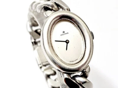 Golana Sterling Silber 925 Quarz Damen Panzerketten Armbanduhr 1980er - Bild 1 von 4