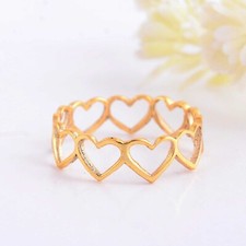Heart Band Rings, 925 Silver two tone Band Rings, Heart Shaped Double Band Rings