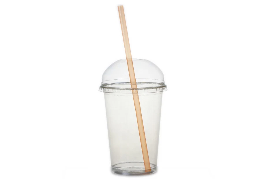 Smoothie Becher mit Deckel Rundloch 400ml 50 Stk. Trinkbecher PET recycelbar