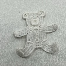 Small ALL WHITE TOY BEAR Patch Applique Clothing Embellishment T060