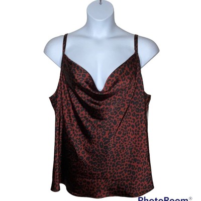 Ava & Viv Size 2X Cami Tank Top Animal Print Sleeveless Cowl Neck Adjustable