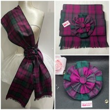 Lindsay Tartan Sash Rosette Scarf Burns Night Wedding Scottish Kilt Black Watch