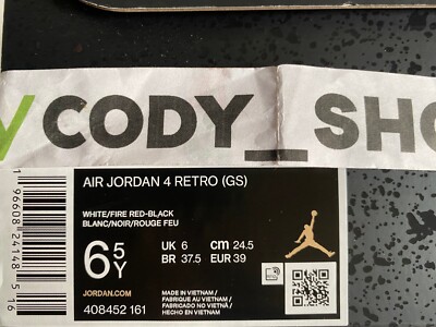 Nike Air Jordan 4 Retro GS Red Cement Kids Size *EMPTY SHOE  display picture 2