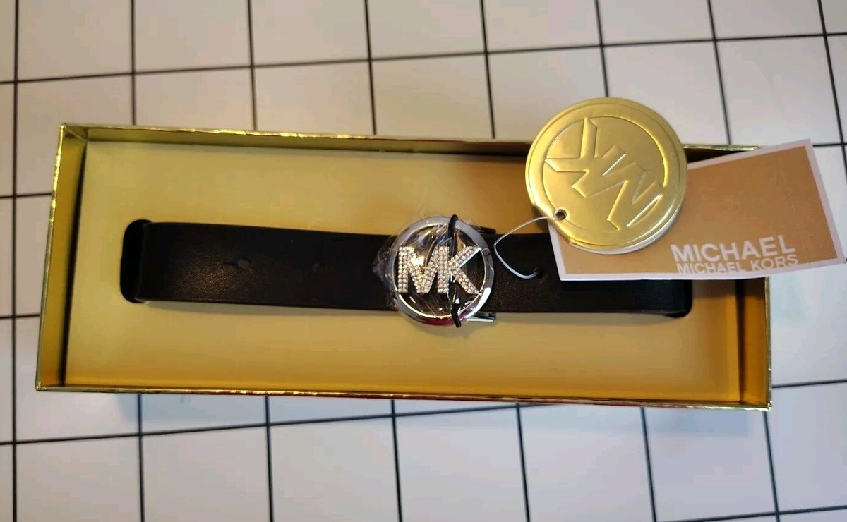 Michael Kors Pavé Logo Buckle Belt Skinny Belt XL Michael Kors Reversible Monogram & Croc-Embossed Leather  main image 2