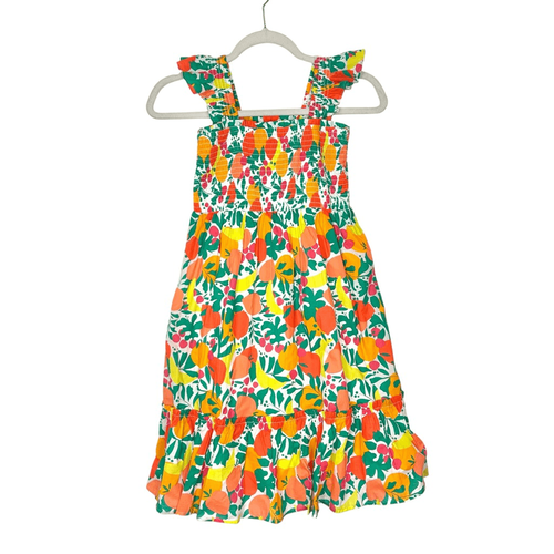 NWT J. Crew Crewcuts Girl Dress 8 Orange Fruit Tiered Ruffle Sleeve Midi Cotton - Picture 6 of 15